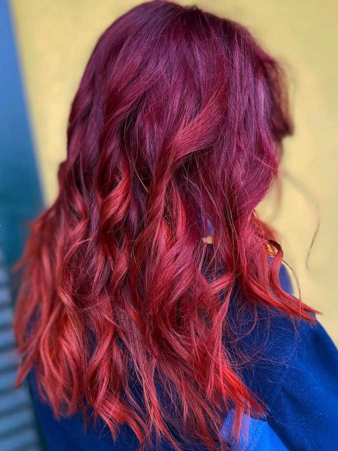 Shatush rosso acceso