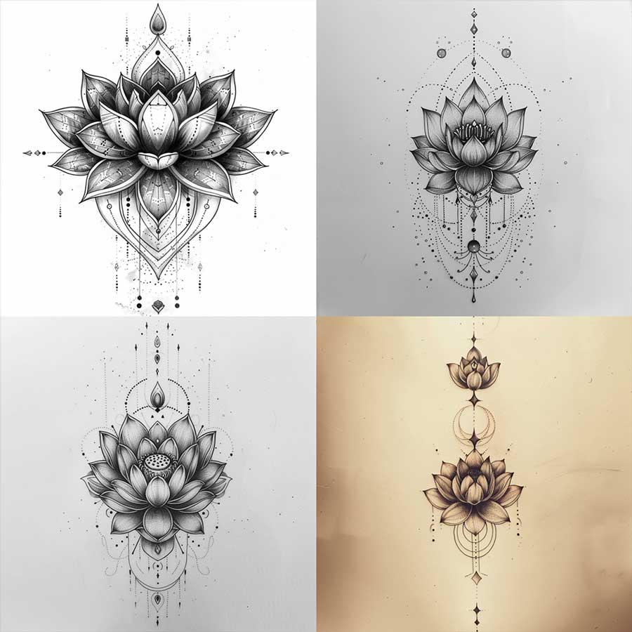 Tatuaggi fiori di loto: idee con foto, disegni e significato 5 Disegni in bianco e nero Tattoo fiori di Loto